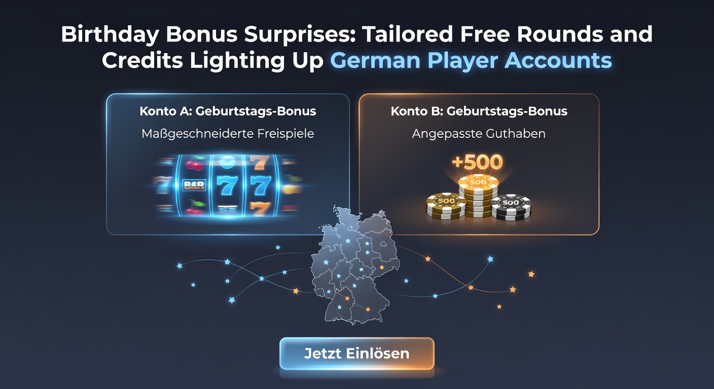 Detaillierte Darstellung eines Spieler-Accounts mit aktiviertem Geburtstagsbonus, Freispielen und explodierenden Credits