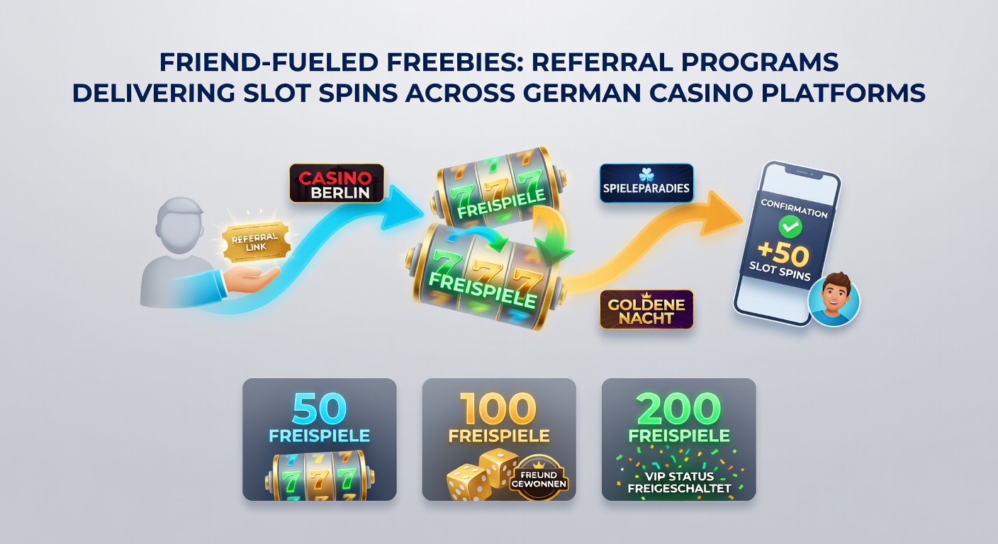 Screenshot eines Referral-Dashboards in einem deutschen Casino, das Freispiele für Einladungen anzeigt